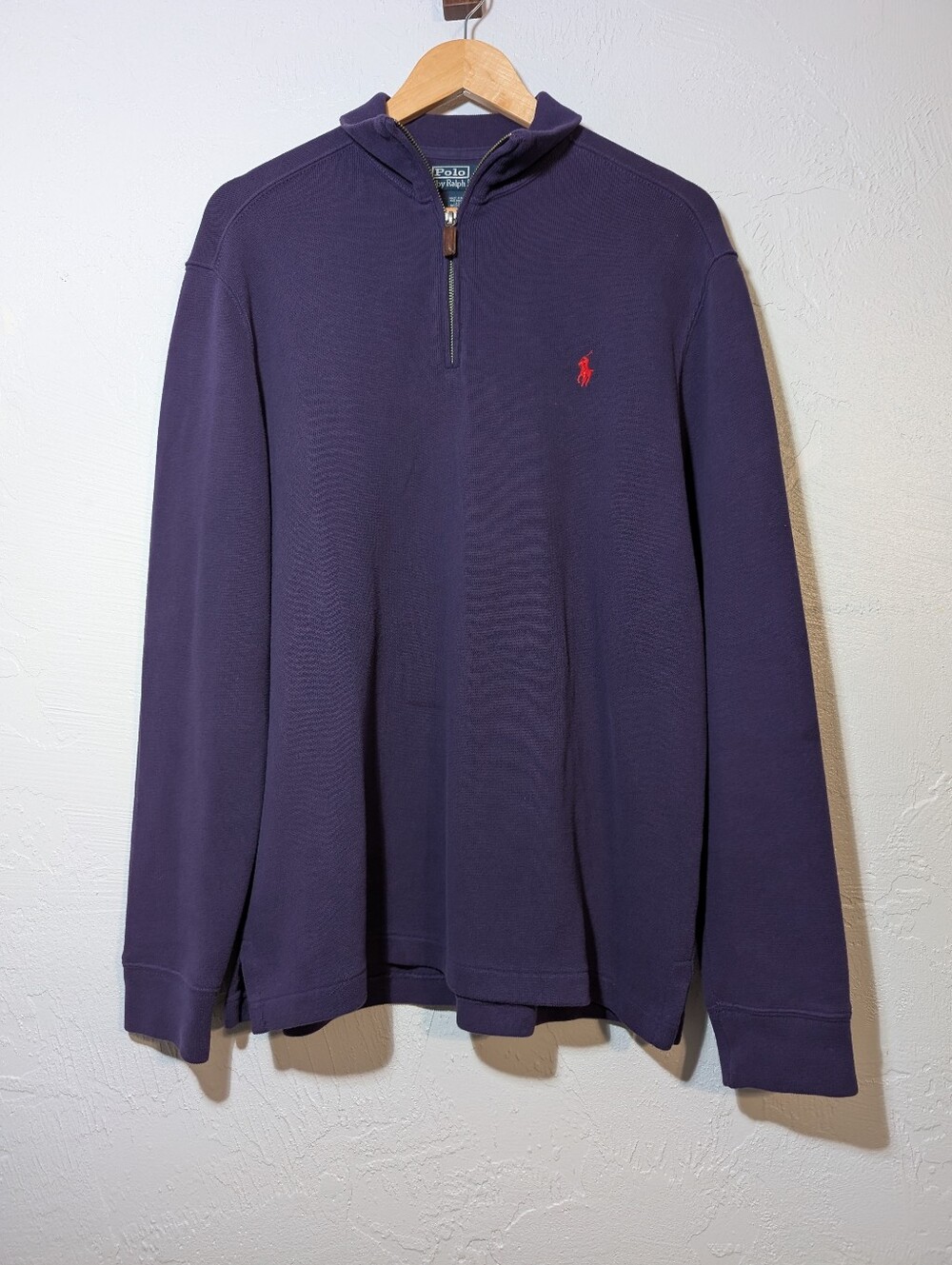 Mens Purple Polo Ralph Lauren Quarter Zip Sweatshirt Business Casual Office